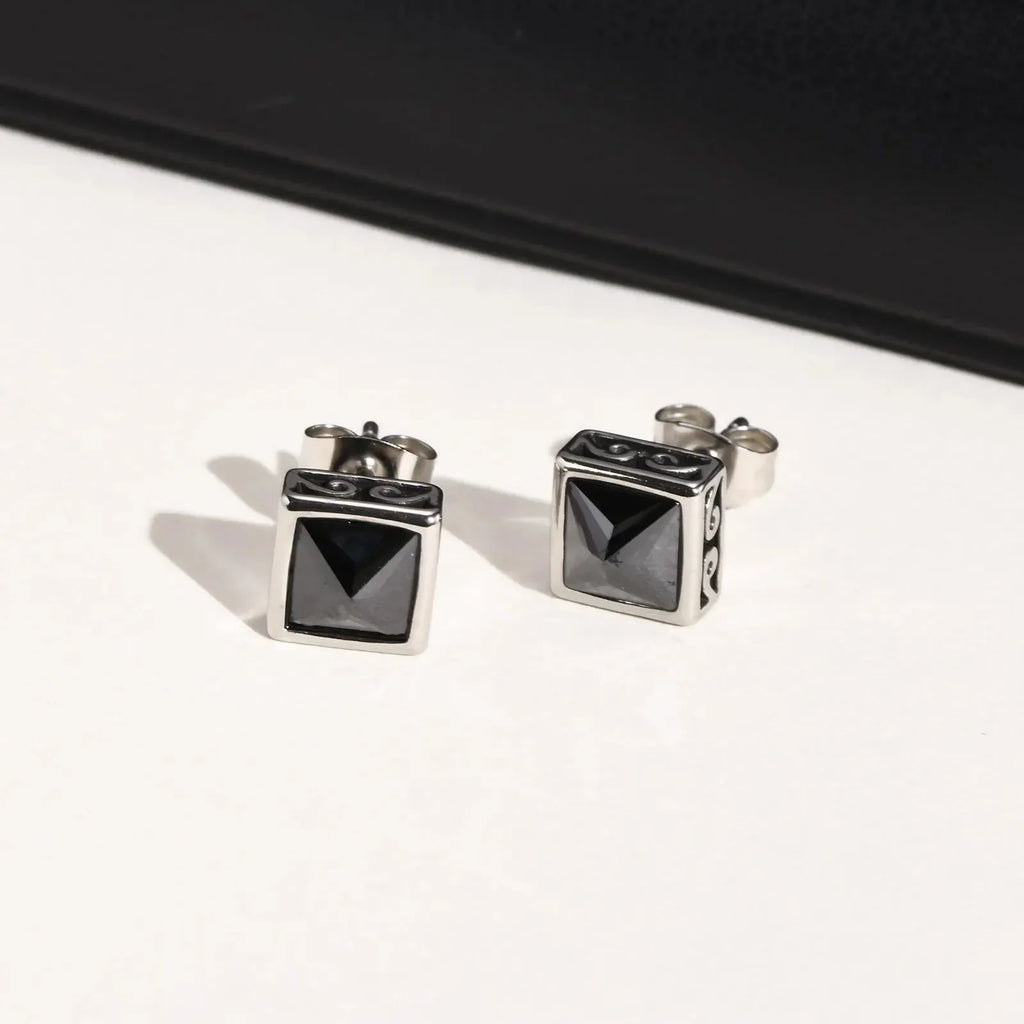 Diatoms Black Ear Studs - Diatoms