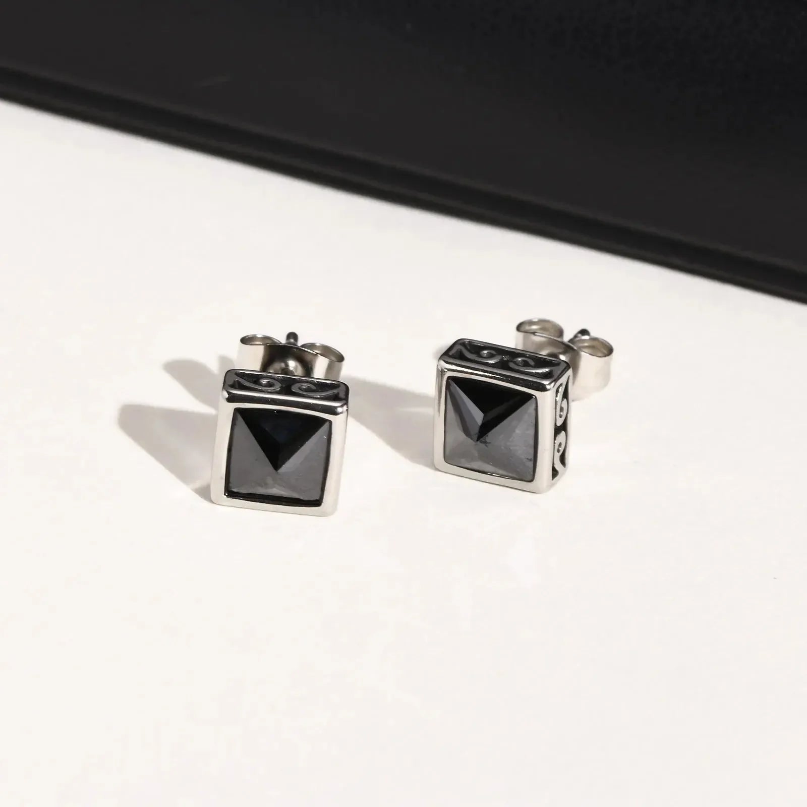 Diatoms Black Ear Studs - Diatoms