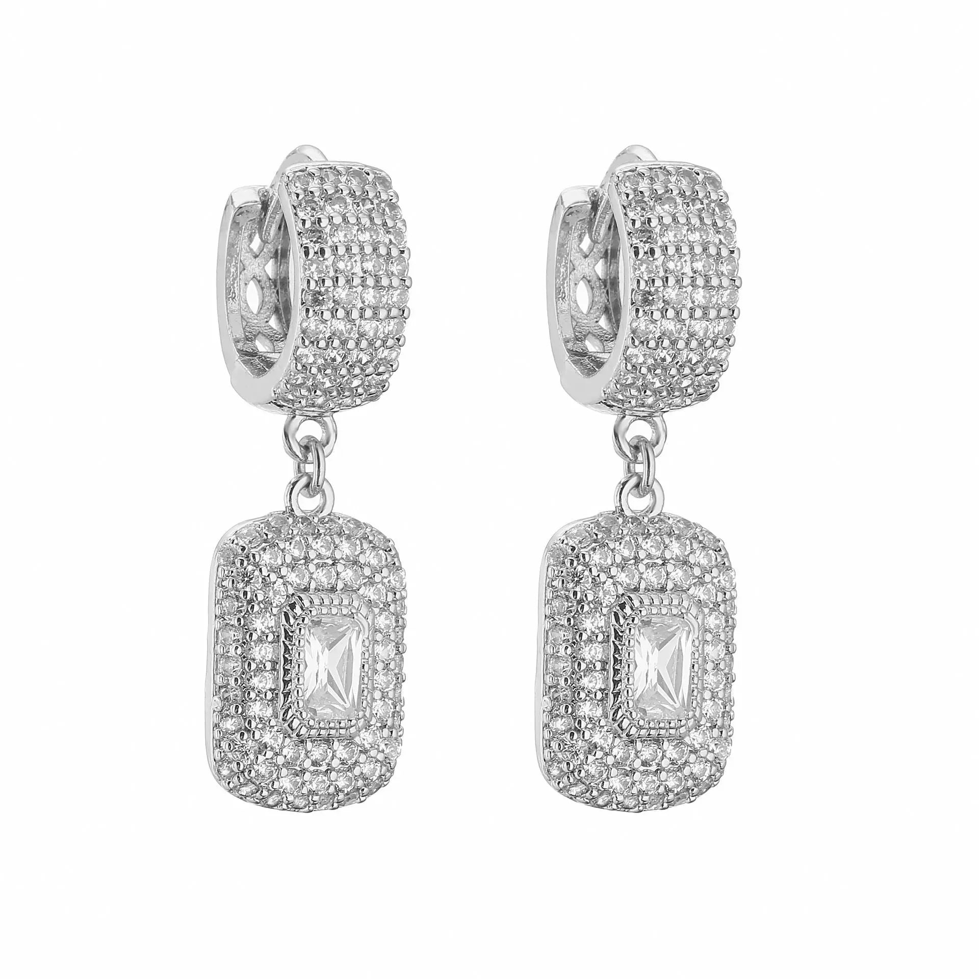 Shiny Hoop Square Earrings - Diatoms
