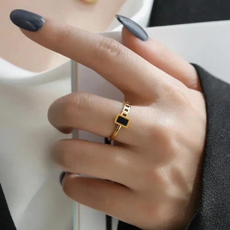 Black Charm Ring - Diatoms