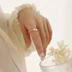 Golden Pearl Rectangular Ring - Diatoms