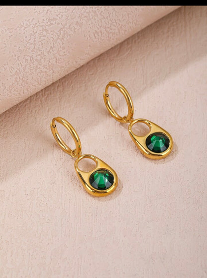 Opulent Green Gold Earrings