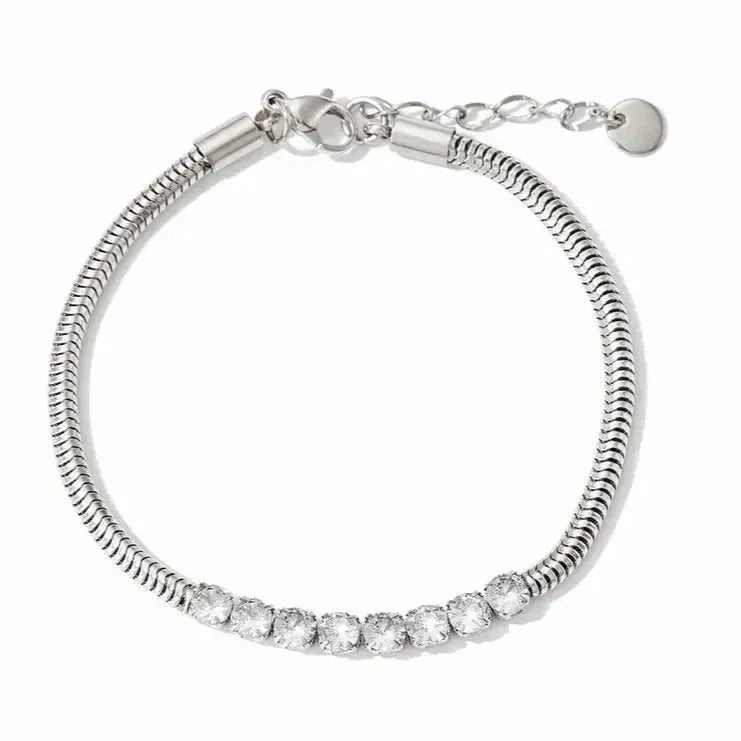 Starlit Grace Silver Bracelet - Diatoms