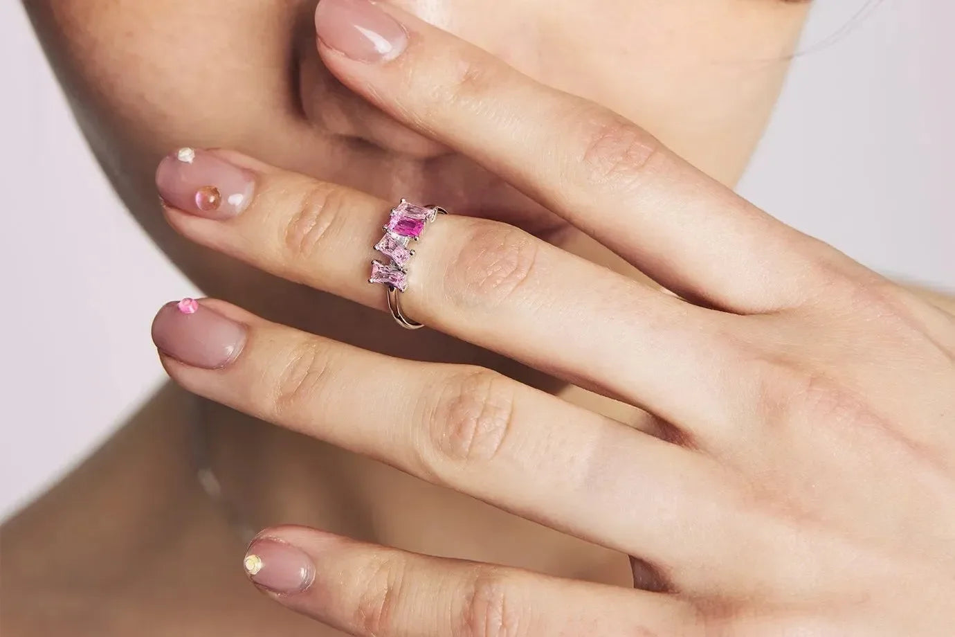 Luxy Crystal Rectangle Pink Ring - Diatoms