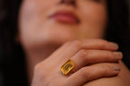 Luxe Waning Crescent Moon Gold Ring - Diatoms