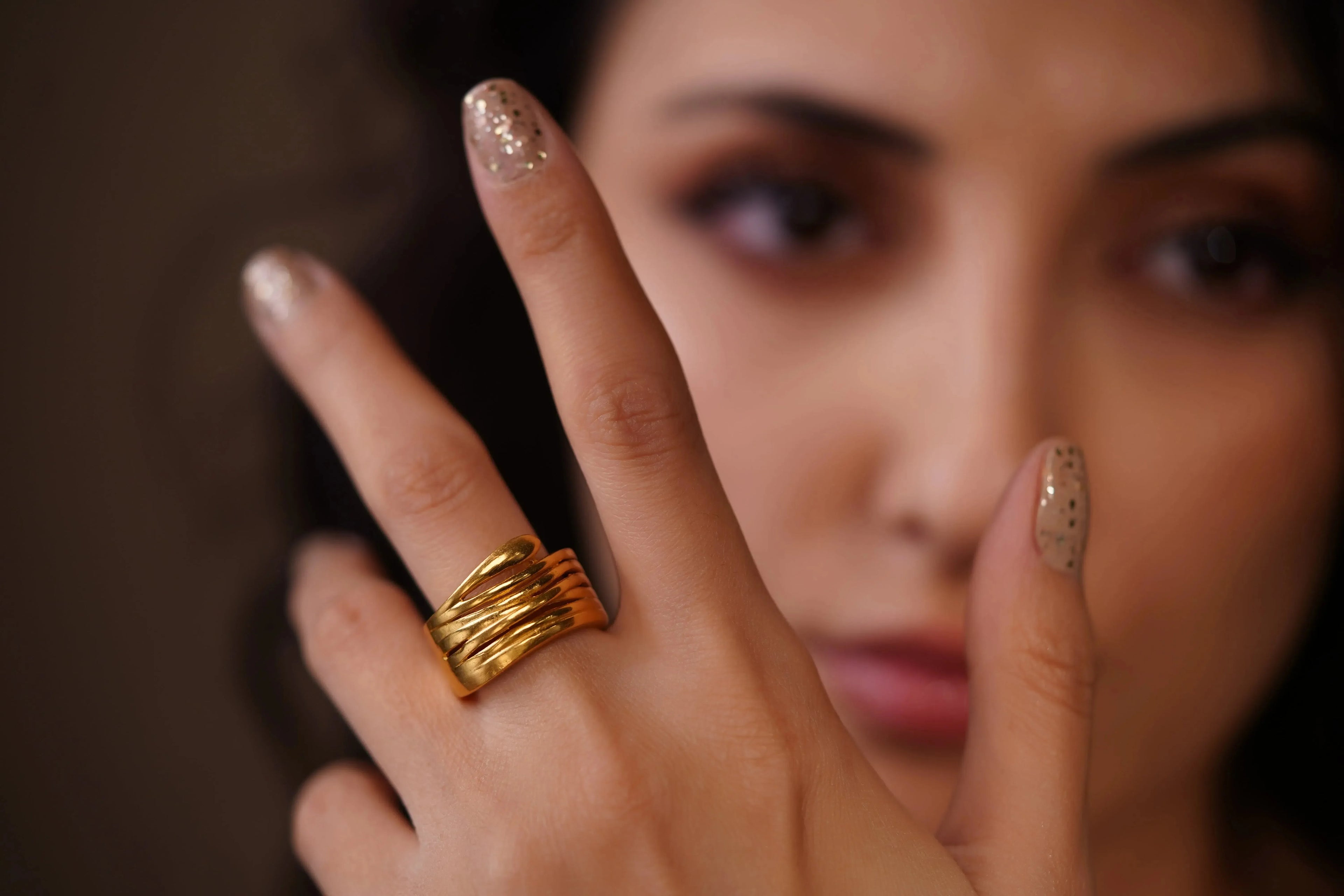 Luxe Gold Wrap Ring - Diatoms