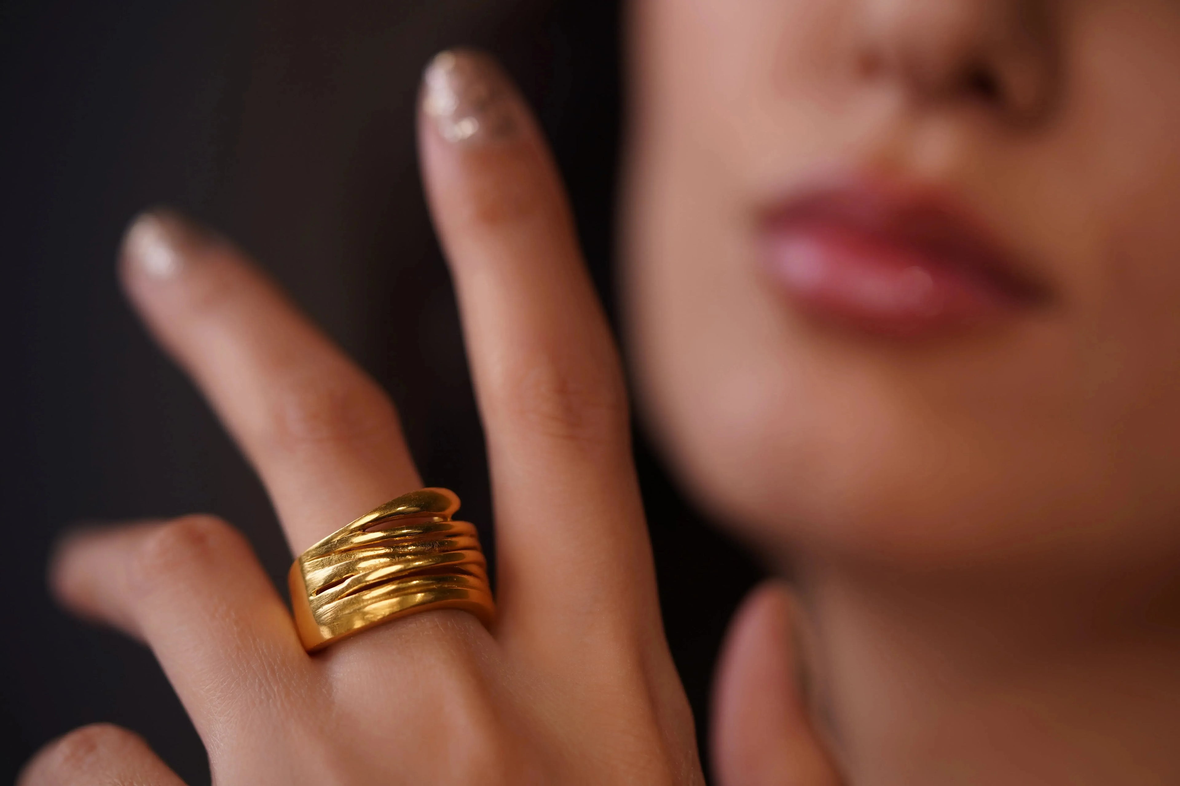 Luxe Gold Wrap Ring - Diatoms
