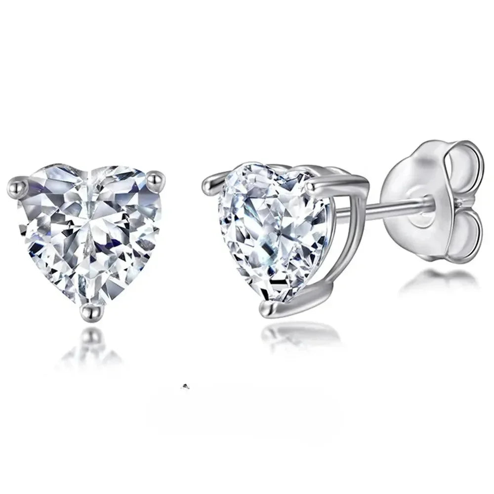 Heart Shaped Moissanite Stud Earrings - Diatoms