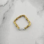 Golden Pearl Rectangular Ring - Diatoms