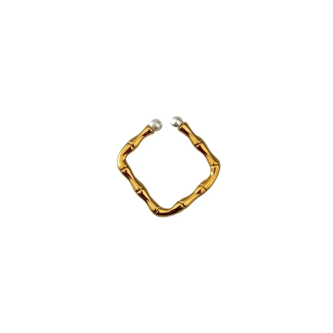 Golden Pearl Rectangular Ring - Diatoms