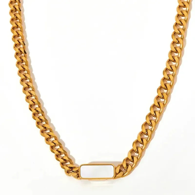 White Cuban Chain Necklace - Diatoms