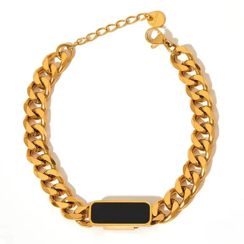 Black Cuban Chain Bracelet - Diatoms