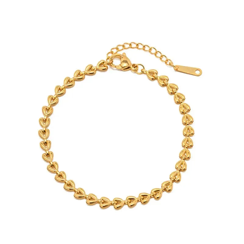 Golden Heart Link Bracelet - Diatoms