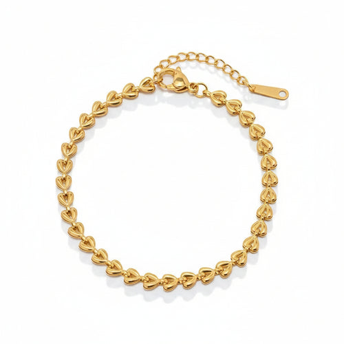 Golden Heart Link Bracelet - Diatoms