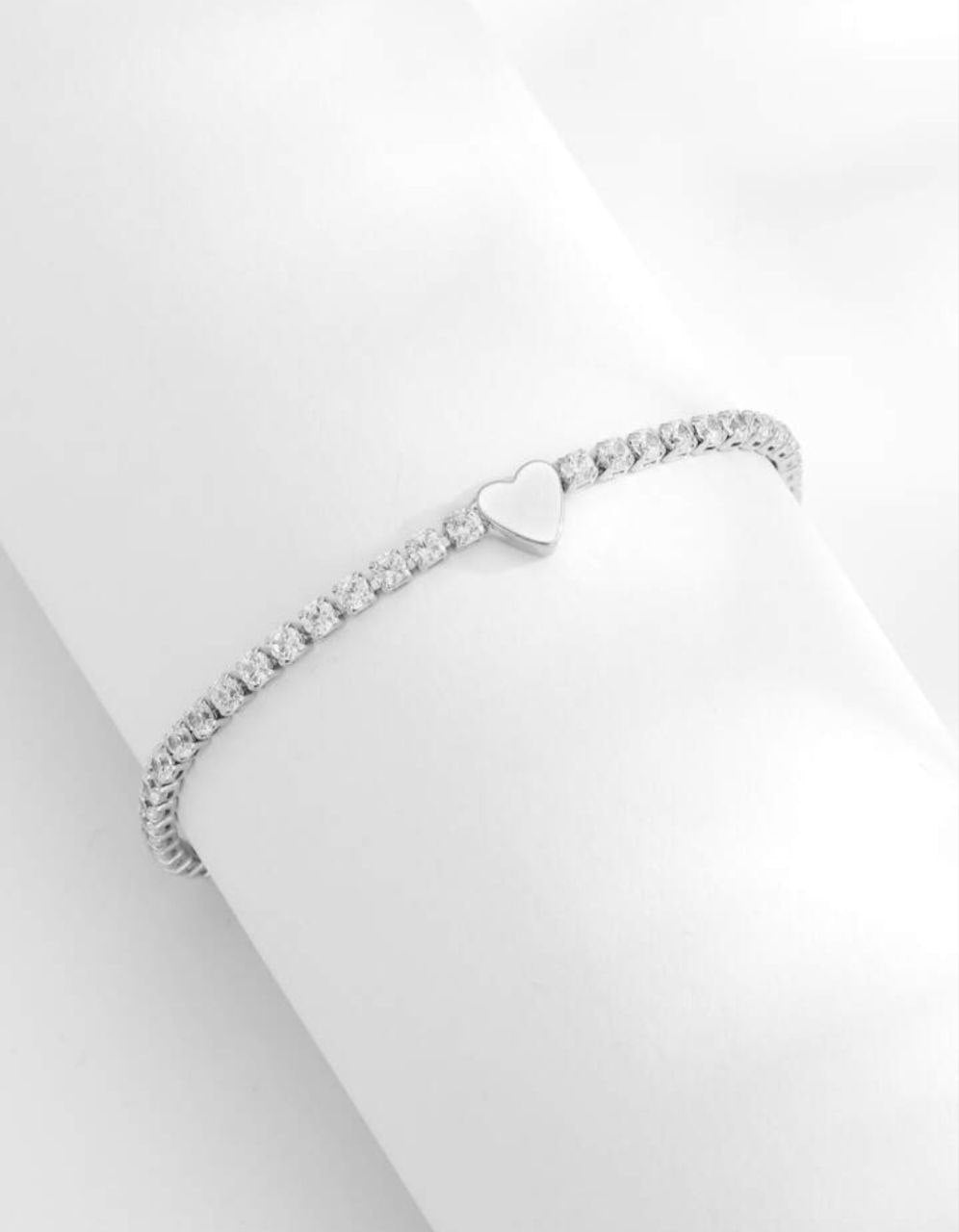 Cubic Zirconia Silver Heart Bracelet