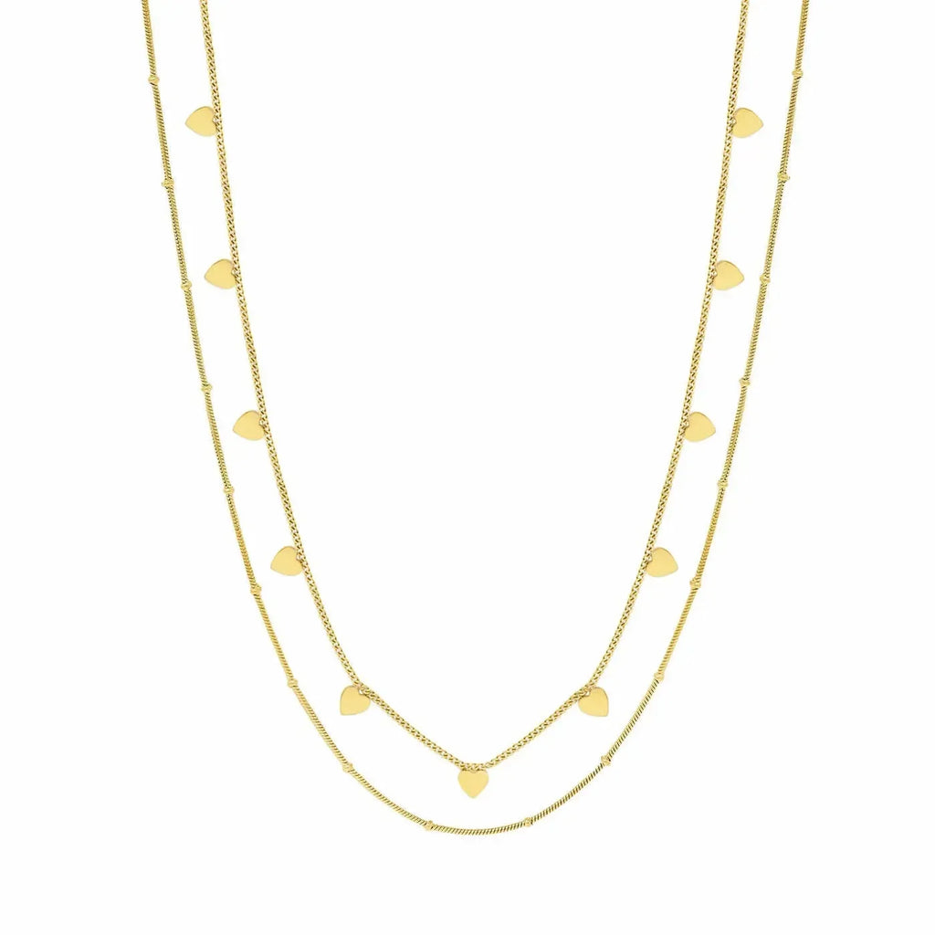 Luxy Layered Contemporary Gold Heart Chain Necklace - Diatoms