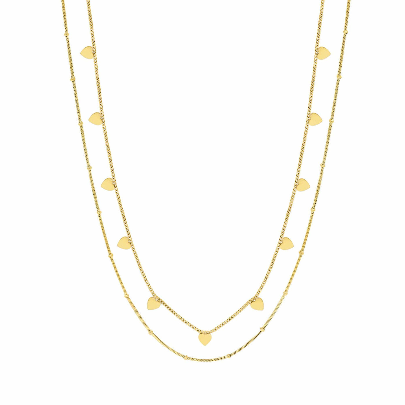 Luxy Layered Contemporary Gold Heart Chain Necklace