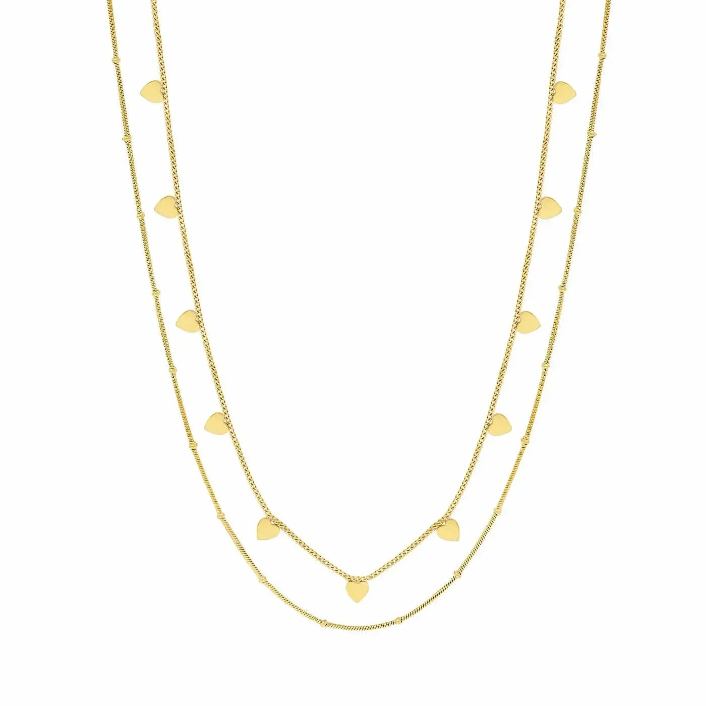Luxy Layered Contemporary Gold Heart Chain Necklace - Diatoms