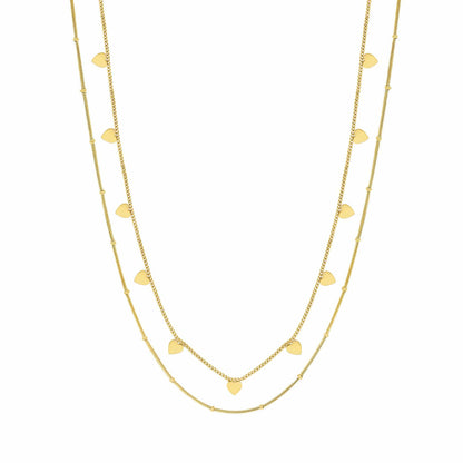 Luxy Layered Contemporary Gold Heart Chain Necklace