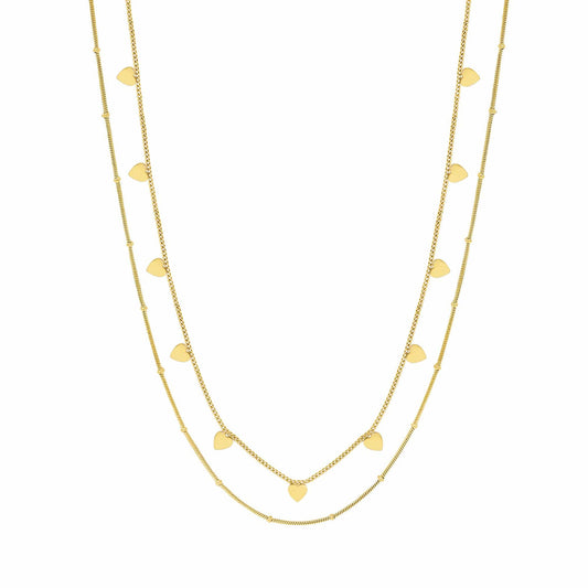 Luxy Layered Contemporary Gold Heart Chain Necklace