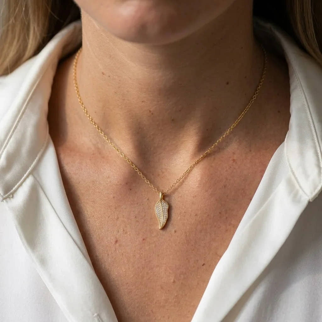 Diamond Bloom Leaf Shaped Pendant