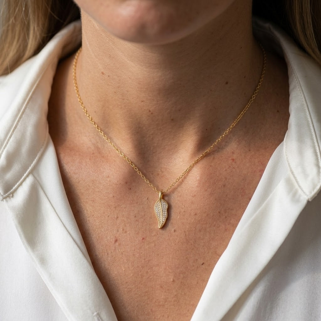 Diamond Bloom Leaf Shaped Pendant