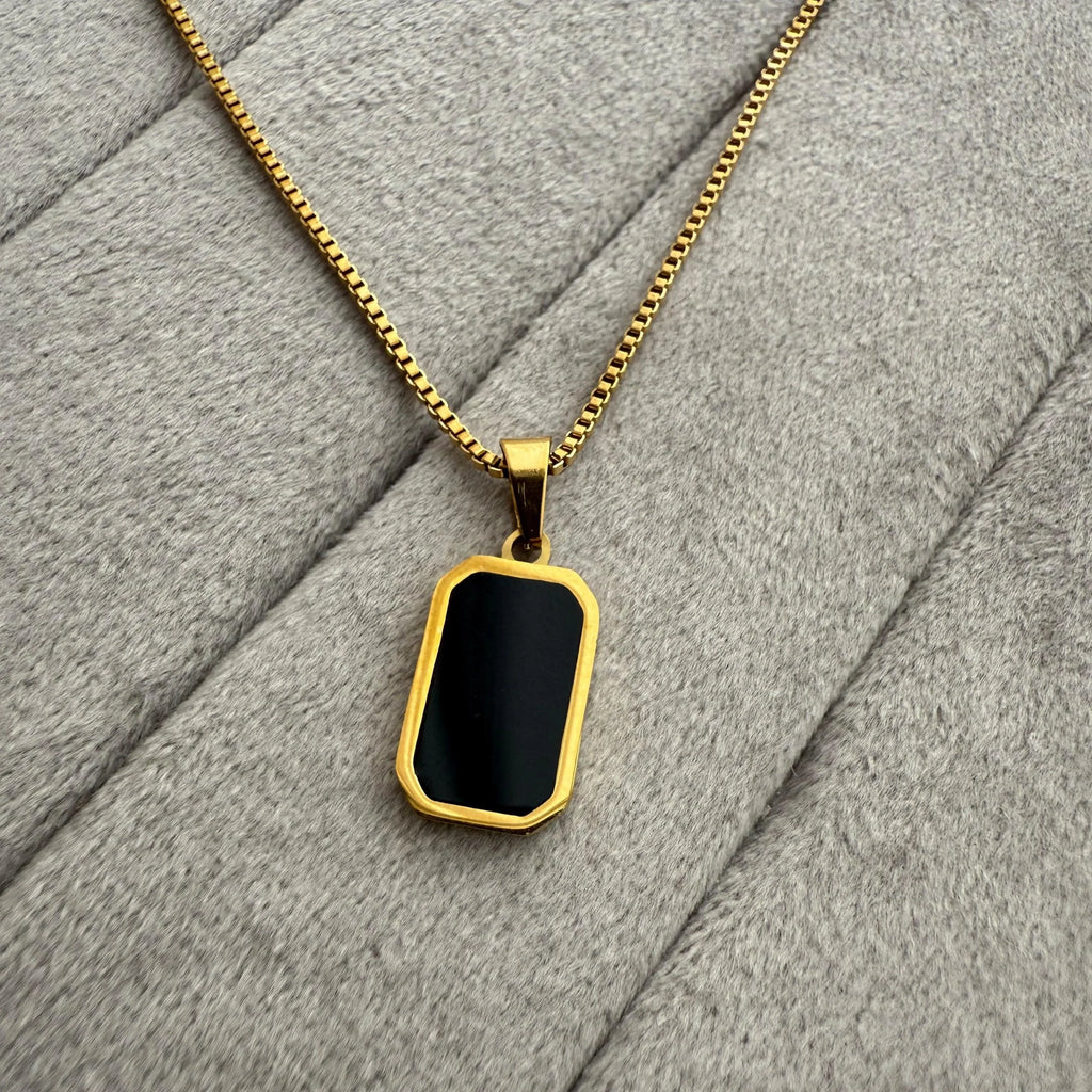 Black Enamel Gold Plated Necklace - Diatoms