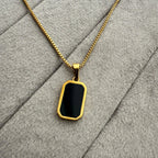 Black Enamel Gold Plated Necklace - Diatoms