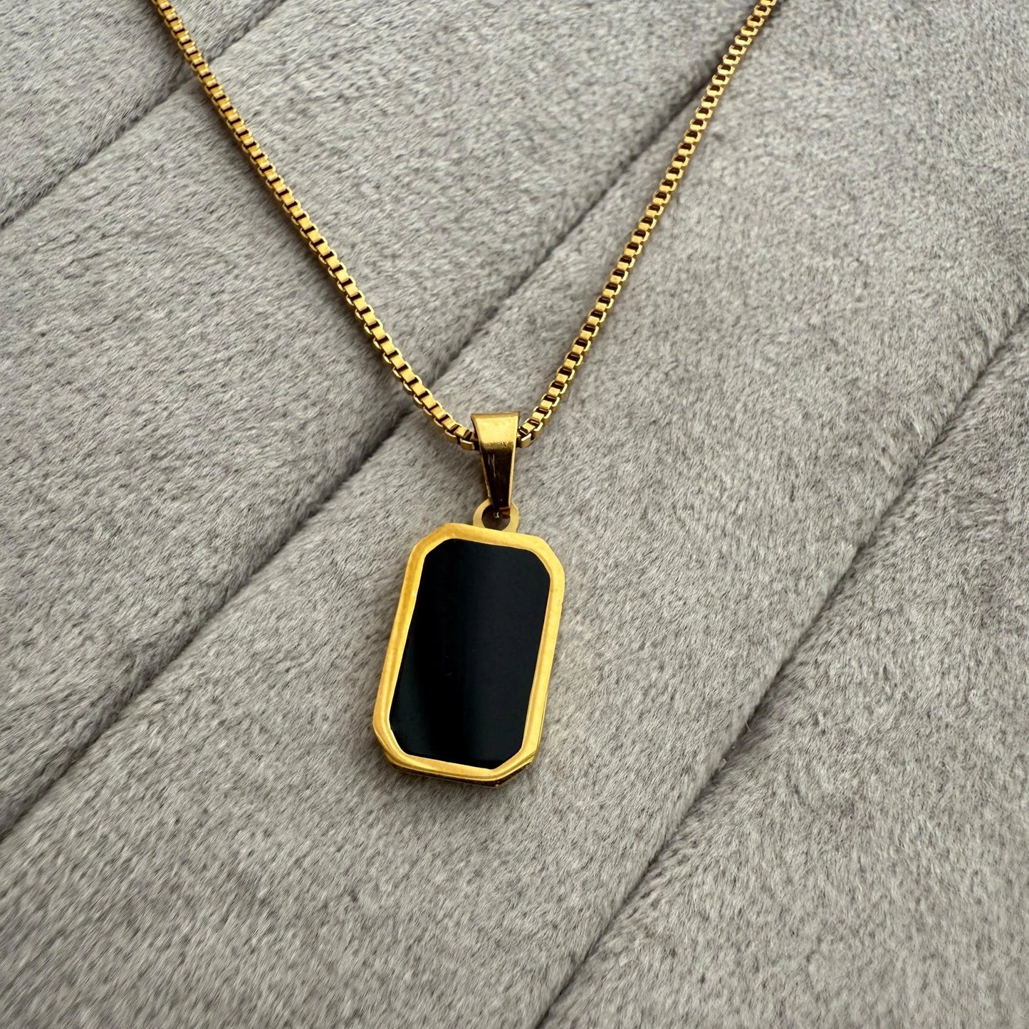 Black Enamel Gold Plated Necklace - Diatoms