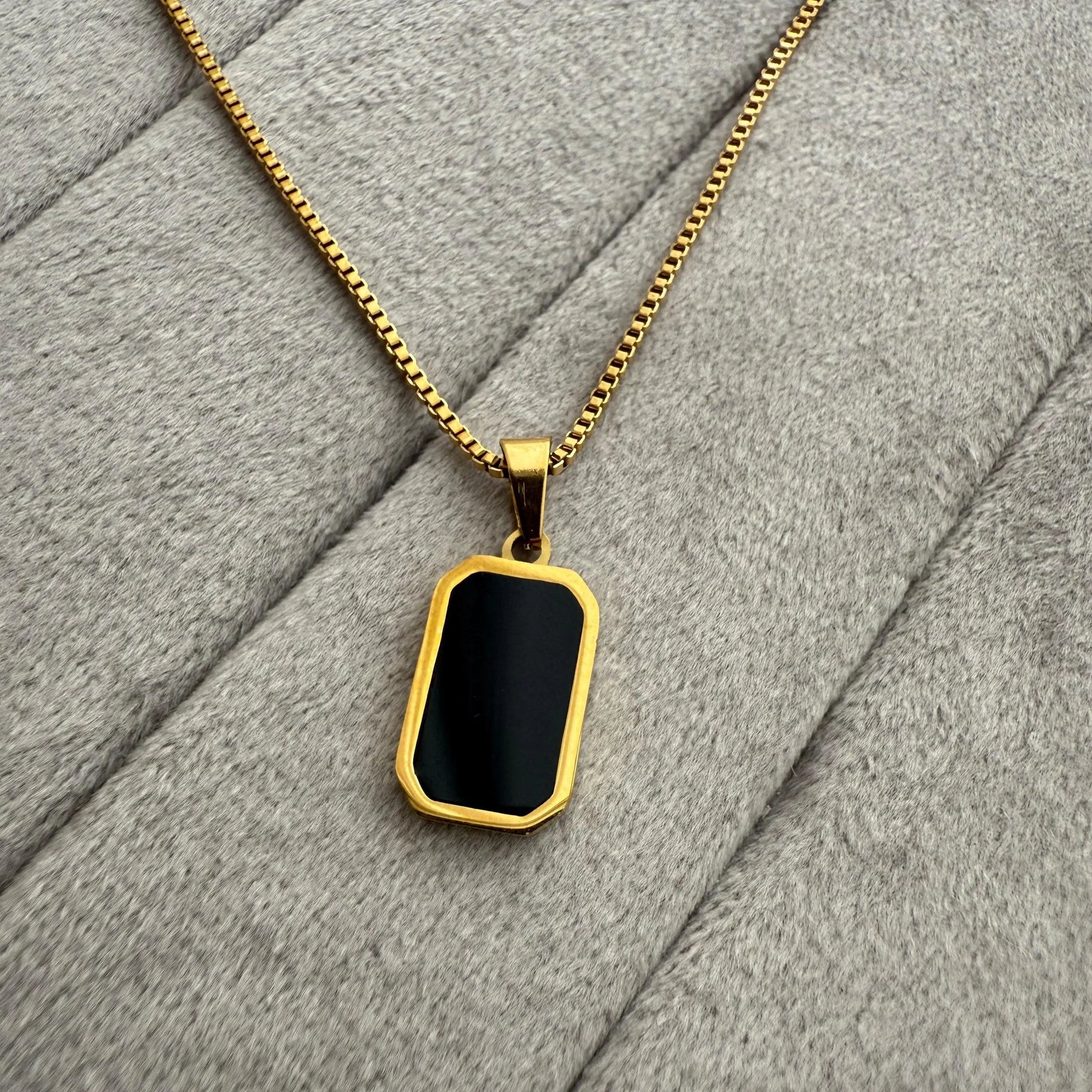 Black Enamel Gold Plated Necklace - Diatoms