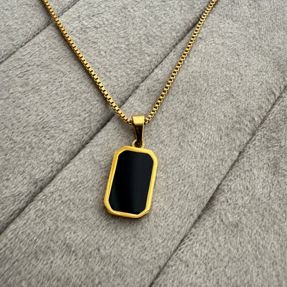 Black Enamel Gold Plated Necklace - Diatoms
