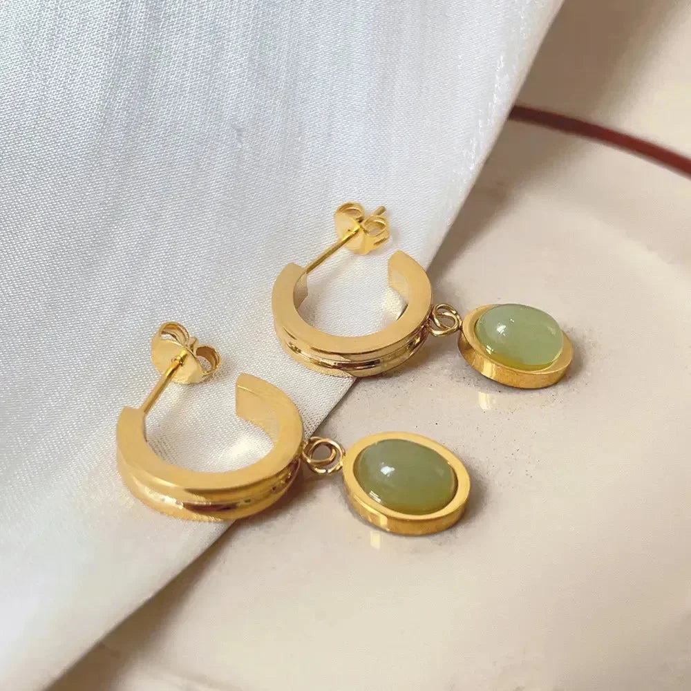 Natural Green Stone Pendant - Diatoms