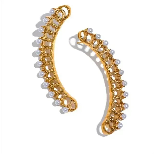 Pearl Earcuff Earrings - Diatoms