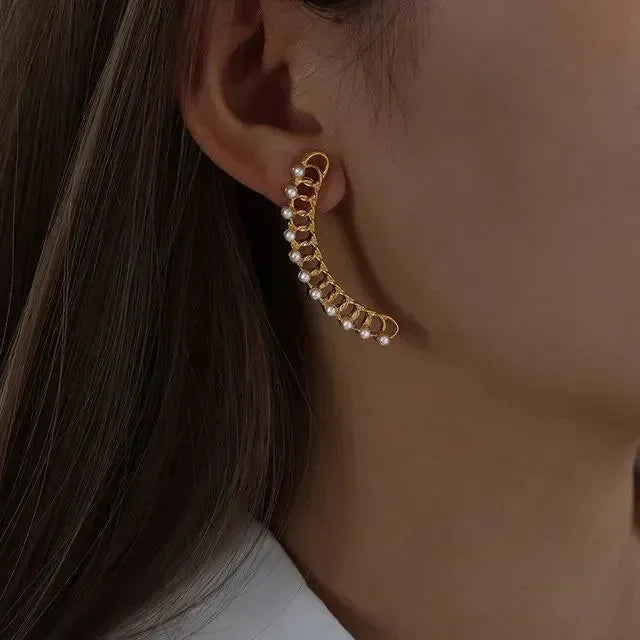 Pearl Earcuff Earrings - Diatoms