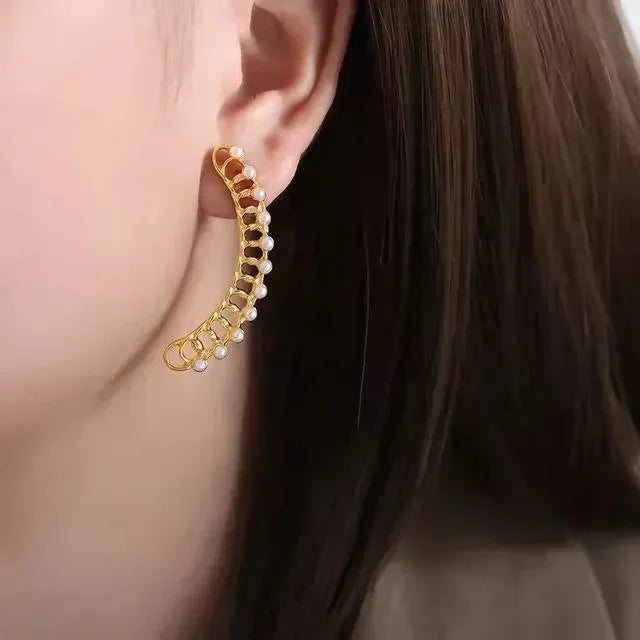 Pearl Earcuff Earrings - Diatoms