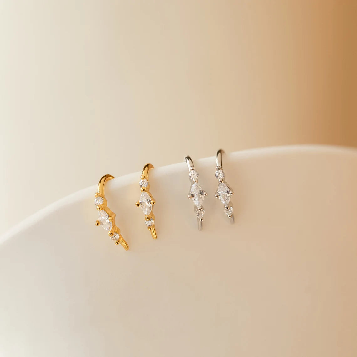 U Shaped Diamond Mini Studs Earrings