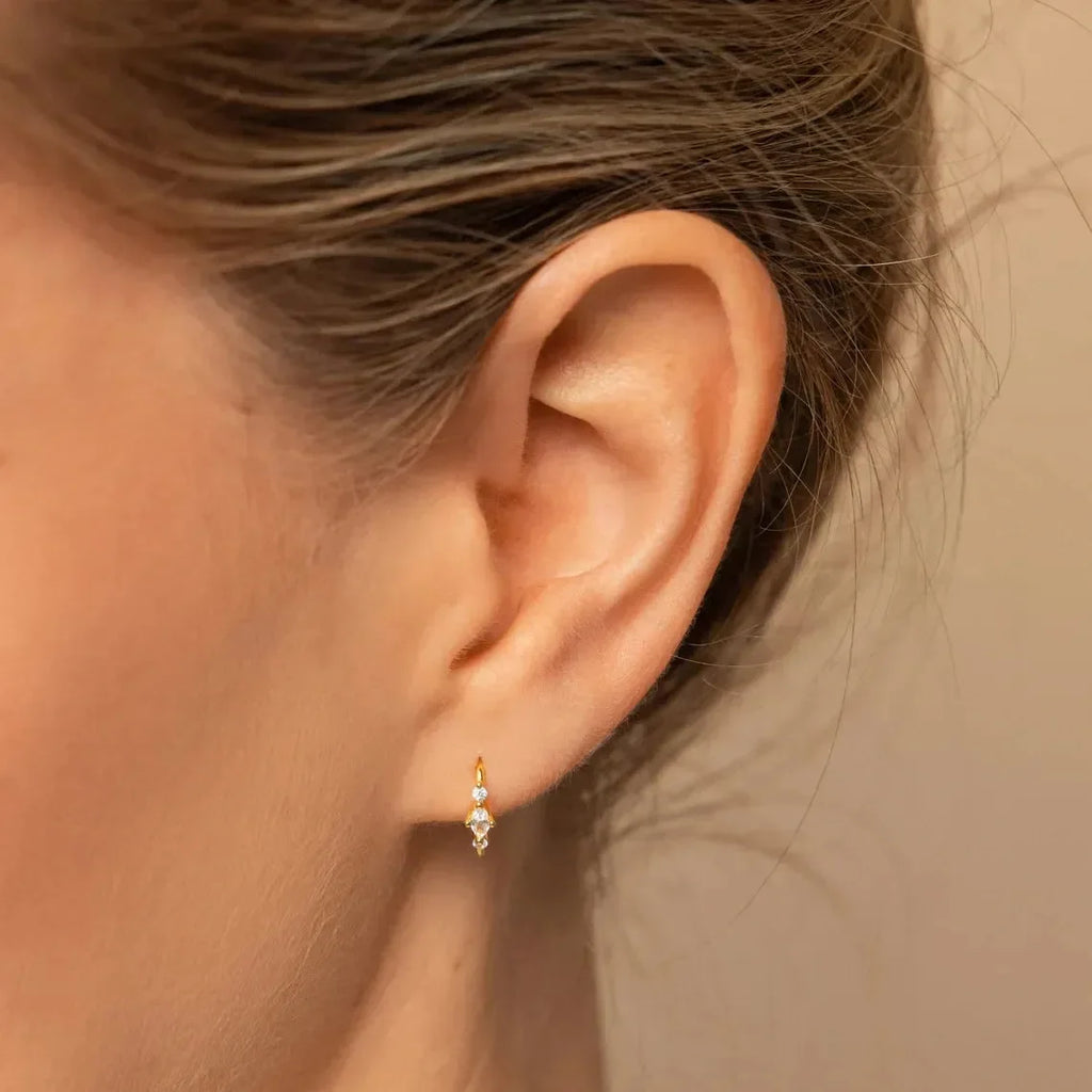 U Shaped Diamond Mini Studs Earrings - Diatoms