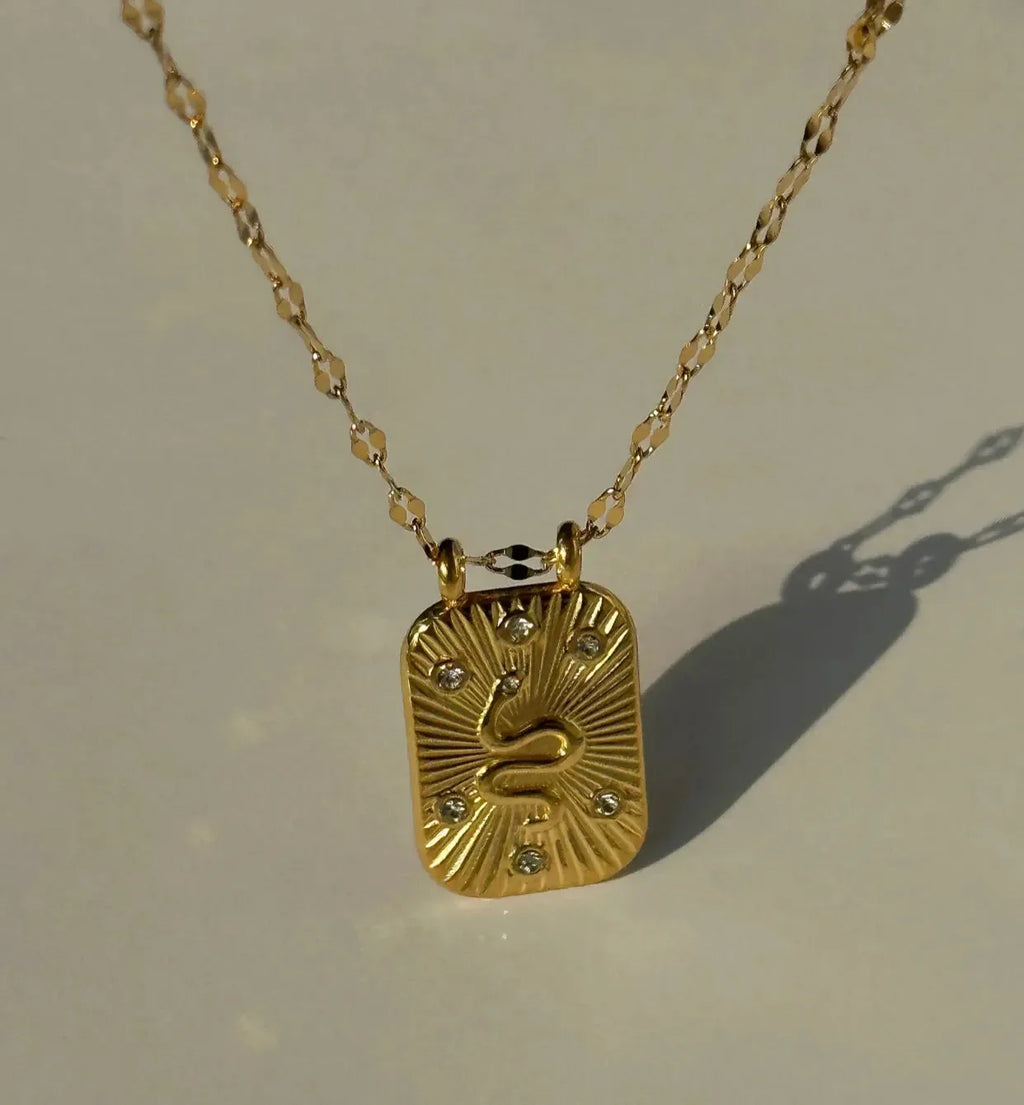 Luxe Squared Pattern Snake Necklace - Diatoms