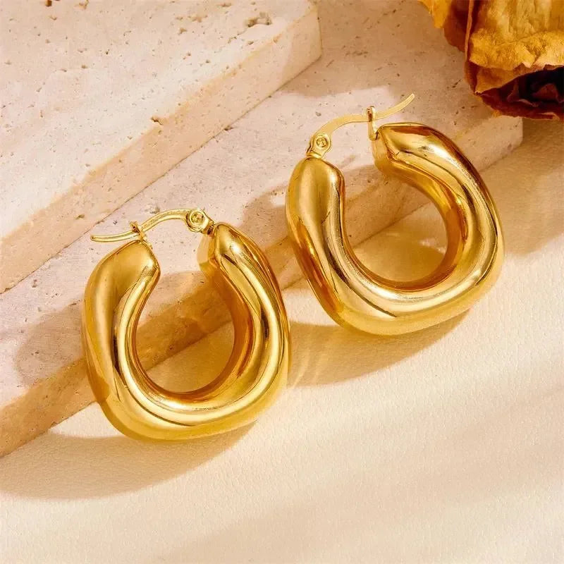 Gilded Glam Hoops Earrings - Diatoms