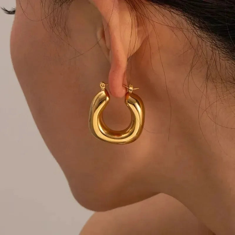 Gilded Glam Hoops Earrings - Diatoms