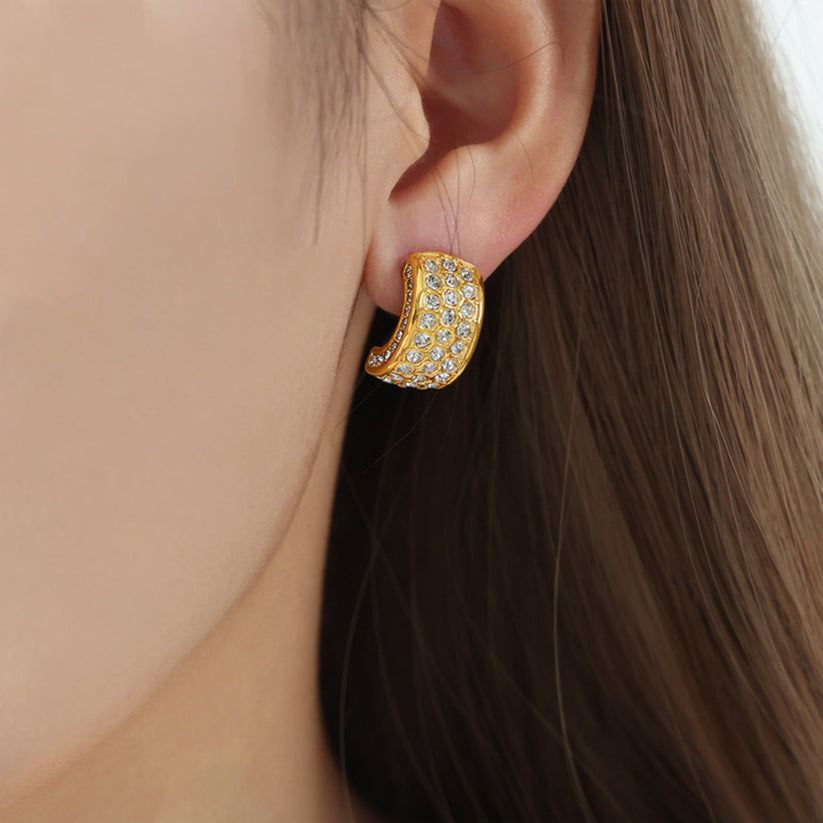 American Diamond Gold Studs Earrings