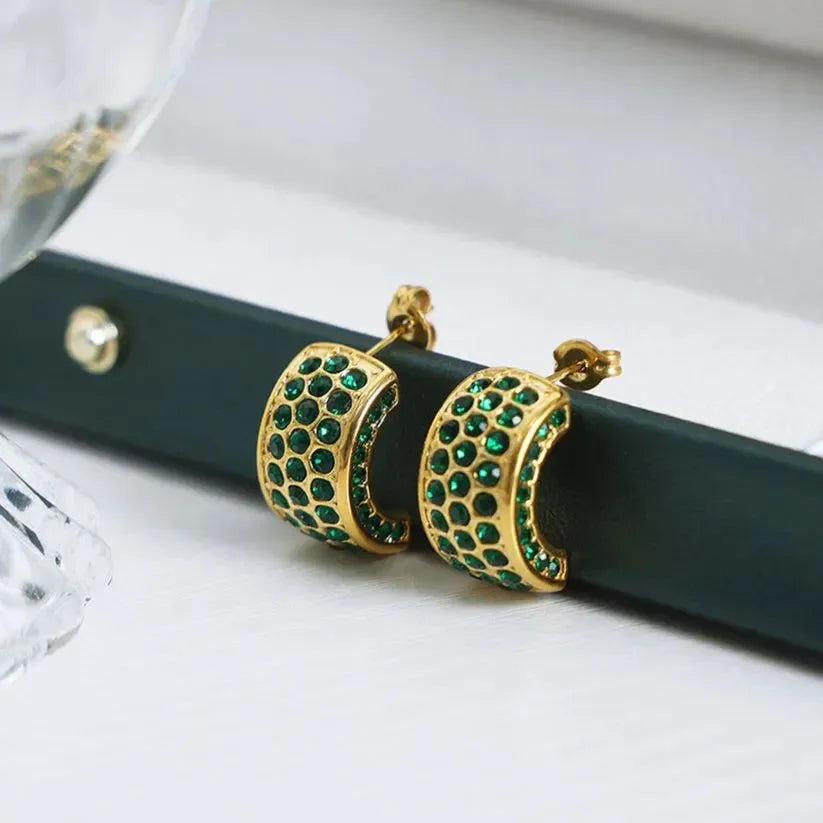 American Greenstone Studs Earrings - Diatoms