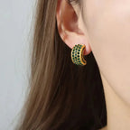 American Greenstone Studs Earrings - Diatoms