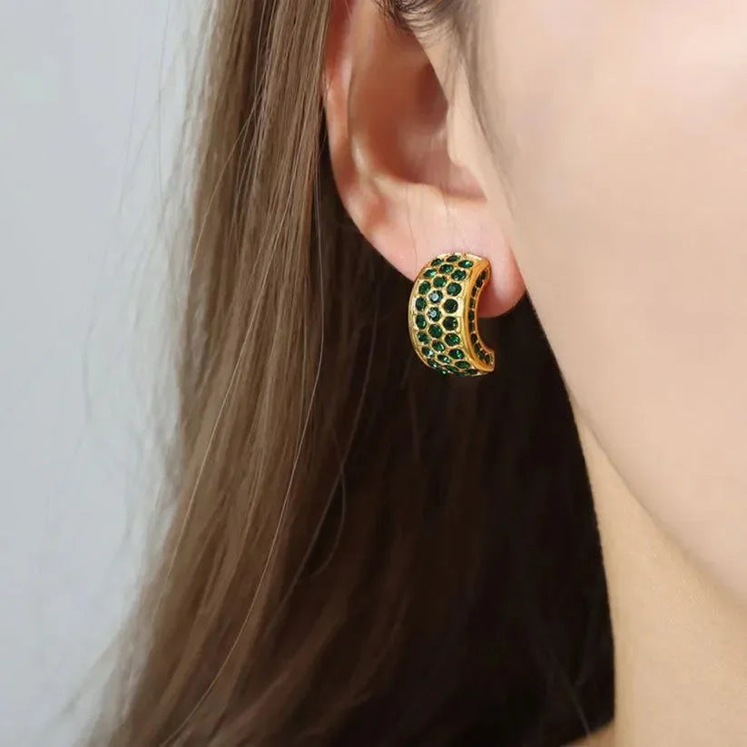 American Greenstone Studs Earrings - Diatoms
