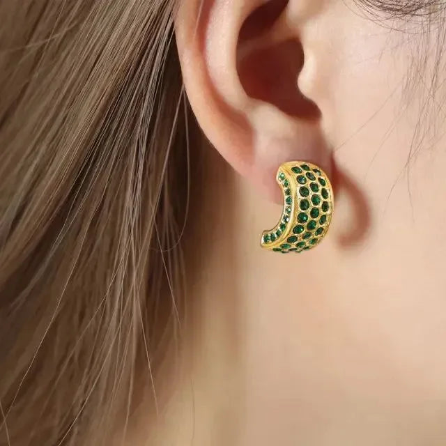 American Greenstone Studs Earrings - Diatoms