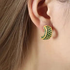 American Greenstone Studs Earrings - Diatoms