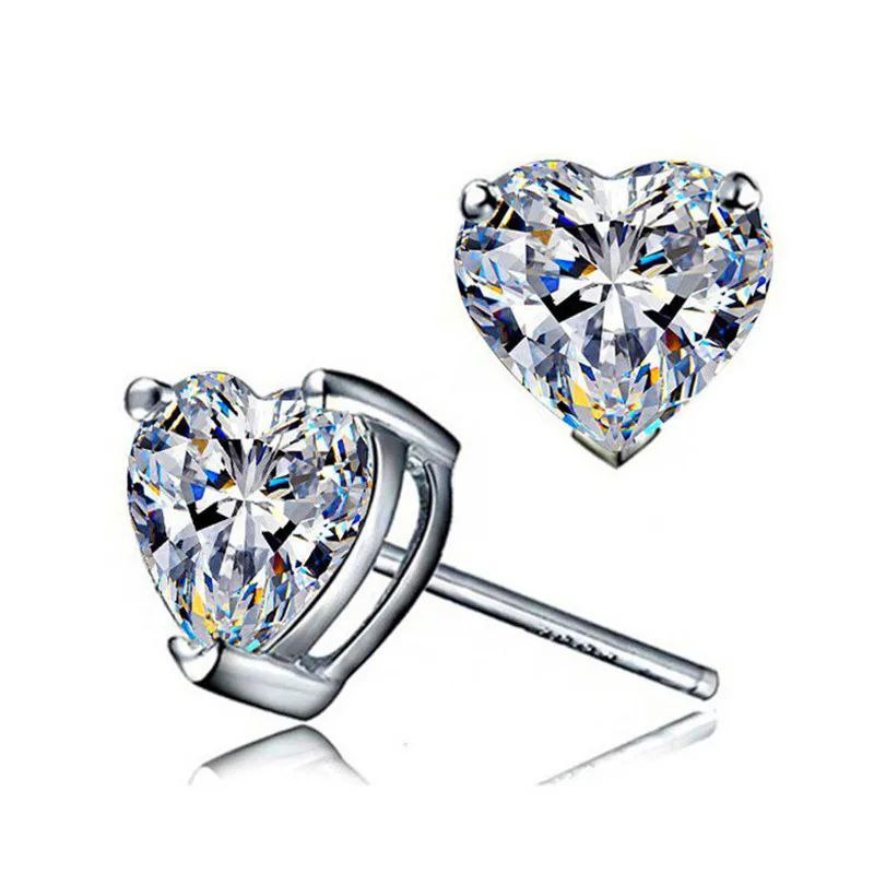 Heart Shaped Moissanite Stud Earrings