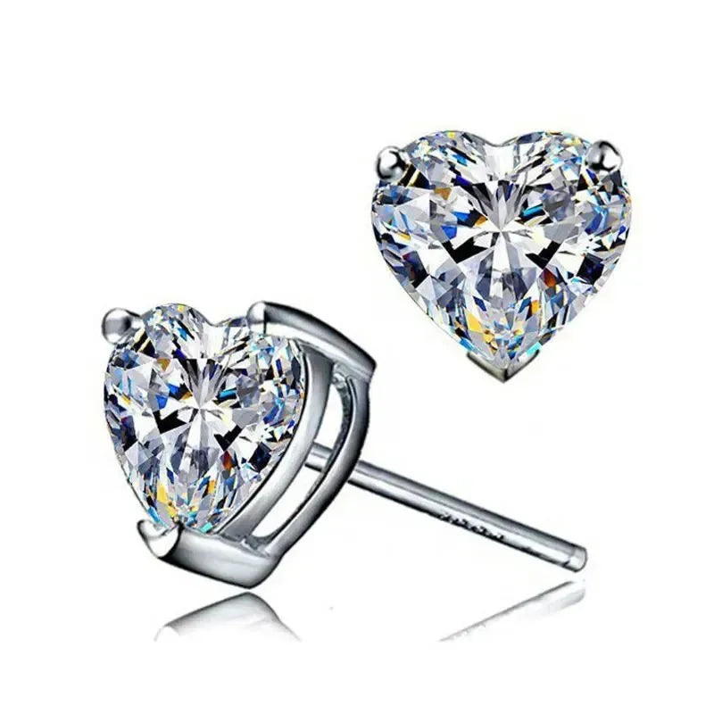 Heart Shaped Moissanite Stud Earrings - Diatoms