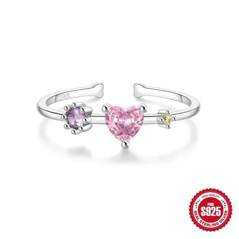 Shiny Heart Shape Silver Ring - Diatoms