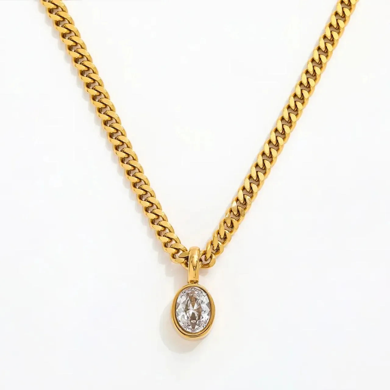 Modern Oval Chain Necklace - Diatoms